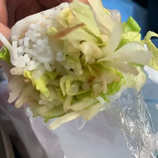 My Spring roll was full of unwashed brown lettuce and bean sprouts . Wth