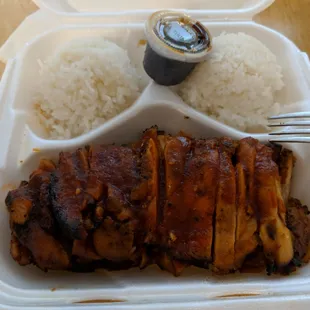 Spicy chicken.  There are TWO layers of chicken here, one underneath the visible one of the same size.