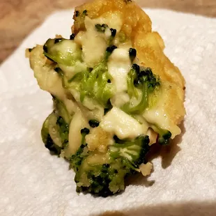Raw dough Broccoli tempura