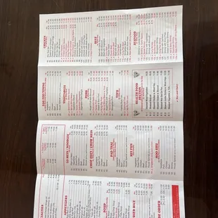 a menu for a restaurant