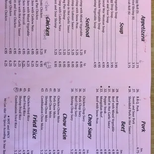 menu