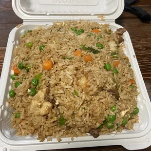 House special fried rice is hot delicious and plentiful. The portion is big enough for at least 2 meals