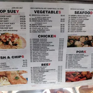 menu, chicken wings and fried chicken