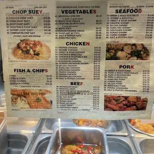 menu, chicken wings and fried chicken