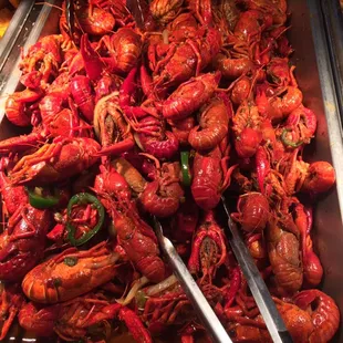 Hot and spicy craw fish every night.