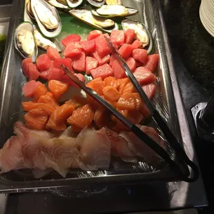 interior, sushi and sashimi