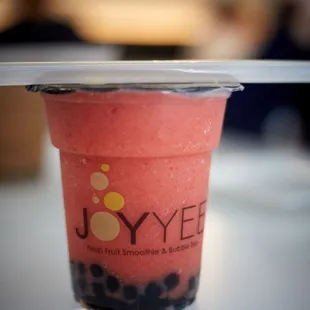 The famous Strawberry Smoothie with Boba