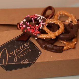 Dark chocolate sourdough pretzels