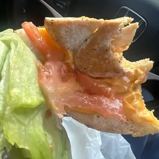 The tomato was bigger than the chicken patty