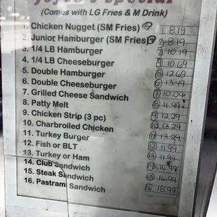 menu
