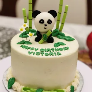 Panda &amp; Bamboos Theme Custom Birthday Cake