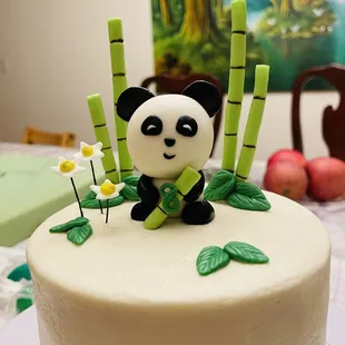 Panda &amp; Bamboos Theme Custom Birthday Cake