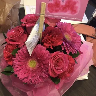 Pink Flowers with sparkles ... this photo doesn't show the sparkles as dazzling as in real life.