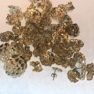 All different type of nugget earrings and sizes
