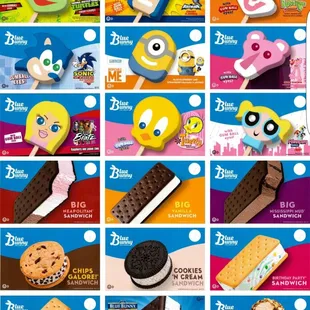 a variety of ice cream sandwiches