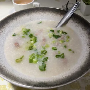 Beef congee less a spoonful