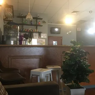 Bar to sit, eat and pay for food.