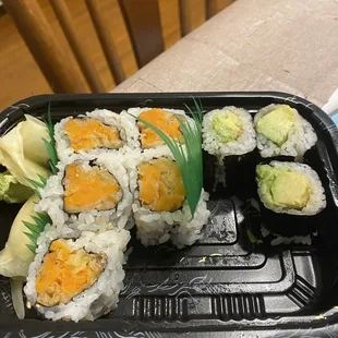 Sweet Potato tempora roll and avocado roll