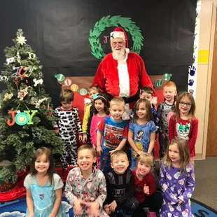 Once again the kids wore their PJ's and Santa came for a visit