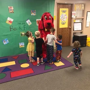 Clifford the Big Red Dog came for our Literacy Night. The kids came in their PJ's and had a dance party with Clifford