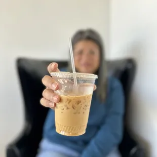 Iced decaf sugar free vanilla oat milk latte