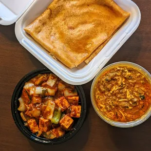 Cheese Masala Dosa, Chili Paneer, and Paneer Burji | Instagram: @telephonesmoothie