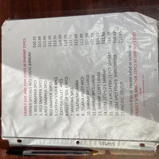 Family menu