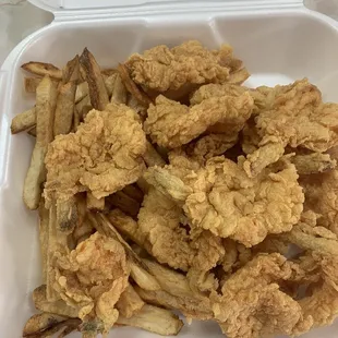 Shrimp and fries i dont eat salt dont judge me