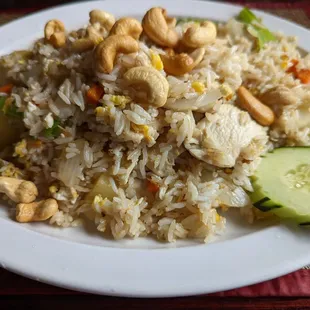 Pineapple fried rice with chicken.
