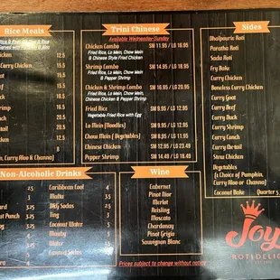 menu