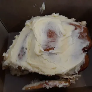 My to go Cinnamon bun. The picture does not show you how massive this really was. Definitely shareable.