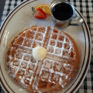 Belgium waffle with powder sugar