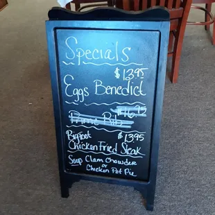 The special menu posted as you enter the cafe.