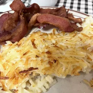 Hash browns and bacon