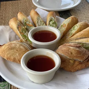 Vegetarian egg roll and curry puff