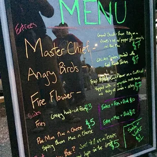 Menu during Grand Opening