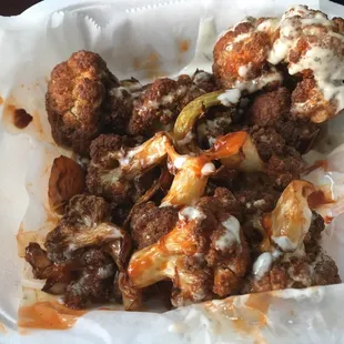 Fire flower (buffalo sauced cauliflower)
