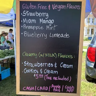 a menu on a chalkboard