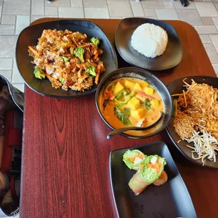Pad See Ew, Mango Panang Curry, Pad Thai, Fresh Rolls