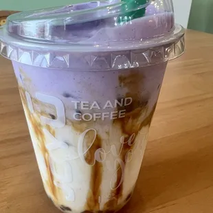 Taro lava brown sugar milk tea with boba...delicious