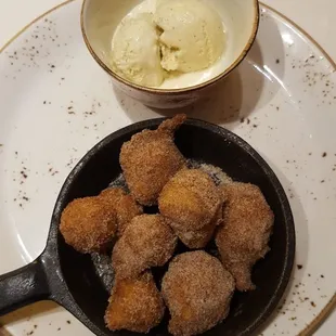 Apple fritters and vanilla ice cream