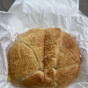 Bacon egg and cheese croissant sandwich