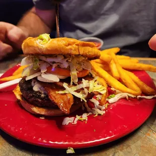 a burger and french fries