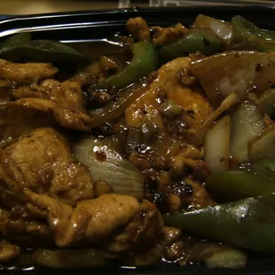 Chicken with black bean sauce (large size). Good flavor!