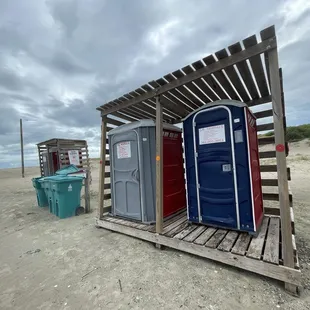 Porto-johns at the entrance off Zahn Road