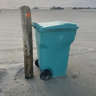 Trash cans available about every 10 yards off the beach road