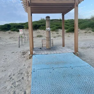 Shower station at entrance