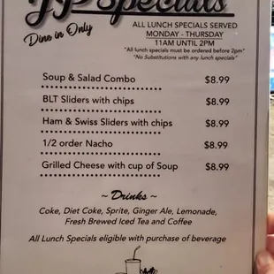 Daily specials 1/2023
