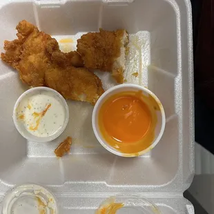 Buffalo Chicken Tenders. Comes with 3 large pieces.