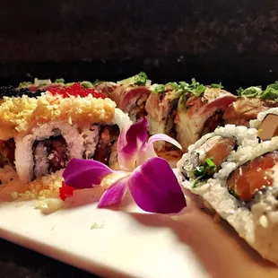 Seared tuna roll is the noteworthy roll in the back.